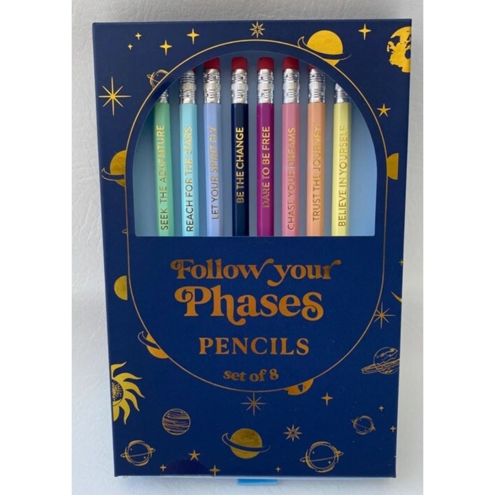 Eccolo Target, Follow Your Phases Pencils, Set of 8, Inspiration Quotes Teacher